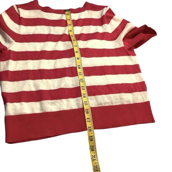 MICHAEL KORS V-Neck Striped Knit Top Women's Size Medium Electric Pink - Picture 5 of 7
